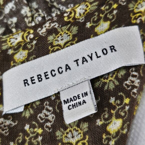 REBECCA TAYLOR WOMEN'S BROWN PAISLEY PATTERN BLOUSE TOP STYLE 721 947 8795 - Picture 5 of 13